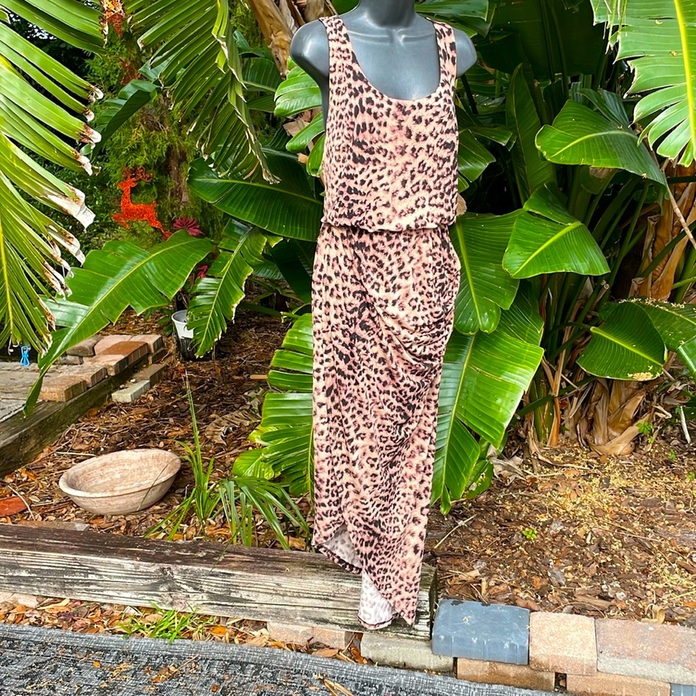 leopard print sarong style asymmetric dress